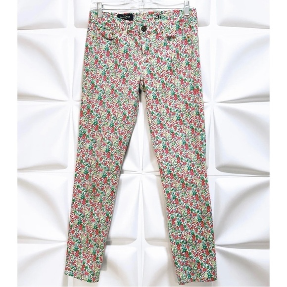J Crew Sz 26 Toothpick Crop Floral Print Jean Liberty Bloom Emma Georgina Spring - Picture 7 of 14